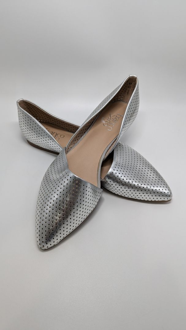 Franco Sarto Silver Cutout Pointed Toe Flats