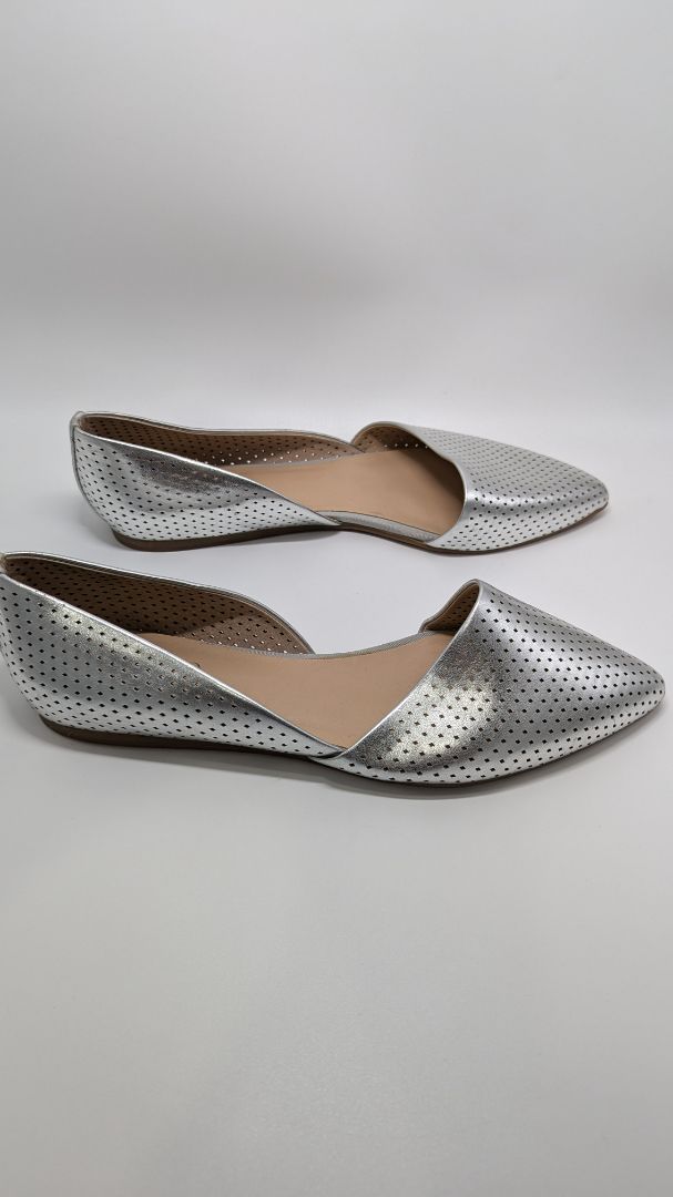 Franco Sarto Silver Cutout Pointed Toe Flats