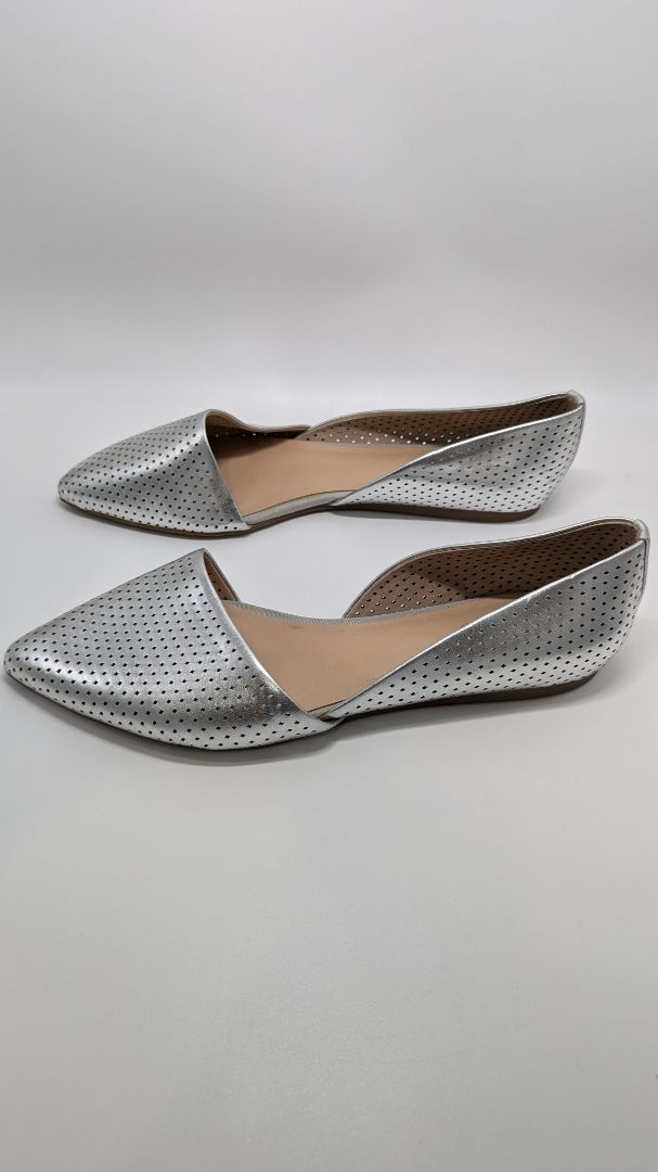 Franco Sarto Silver Cutout Pointed Toe Flats