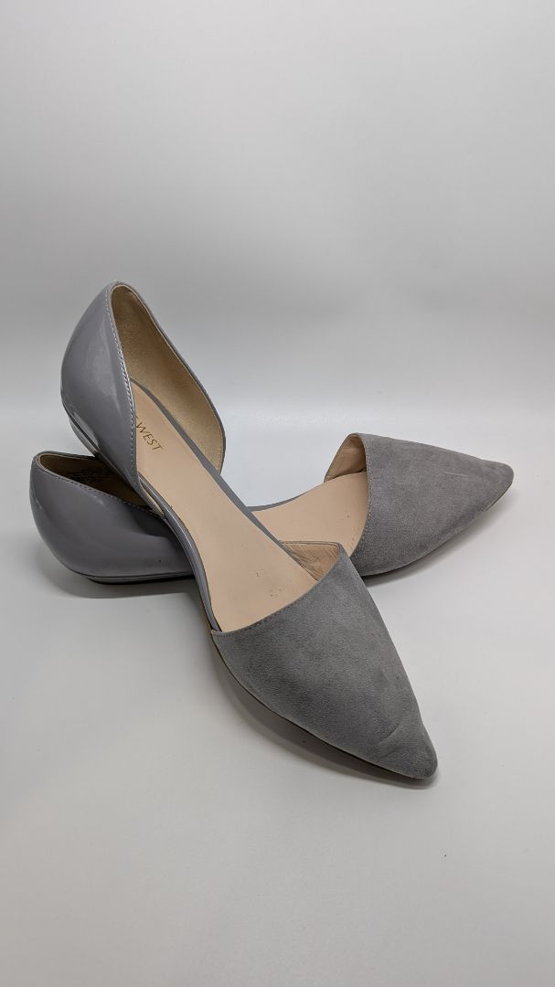 Nine West Grey Pointed Toe Suede Flats