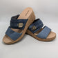 Dr. Sholl's Navy/Brown Platform Cork Wedges