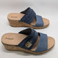 Dr. Sholl's Navy/Brown Platform Cork Wedges