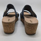 Dr. Sholl's Navy/Brown Platform Cork Wedges