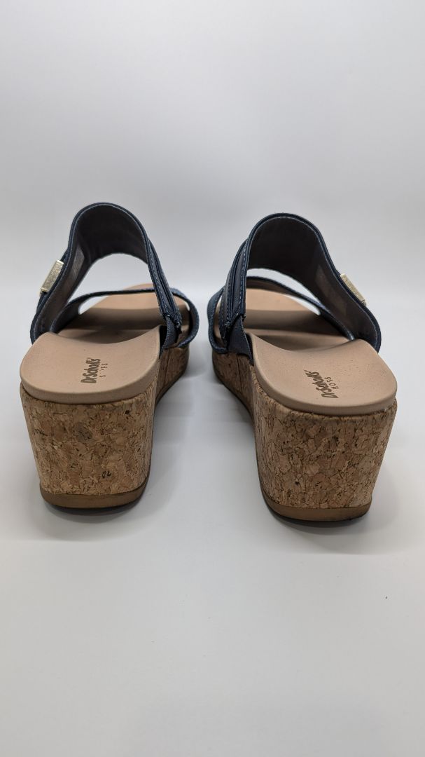 Dr. Sholl's Navy/Brown Platform Cork Wedges