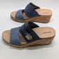 Dr. Sholl's Navy/Brown Platform Cork Wedges