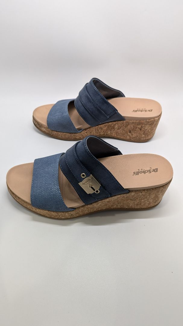 Dr. Sholl's Navy/Brown Platform Cork Wedges