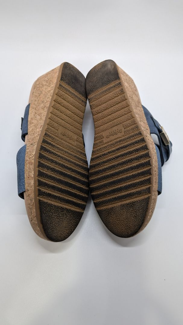 Dr. Sholl's Navy/Brown Platform Cork Wedges