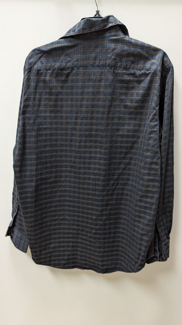 Thomas Dean Navy/Brown Plaid Button Up Shirt