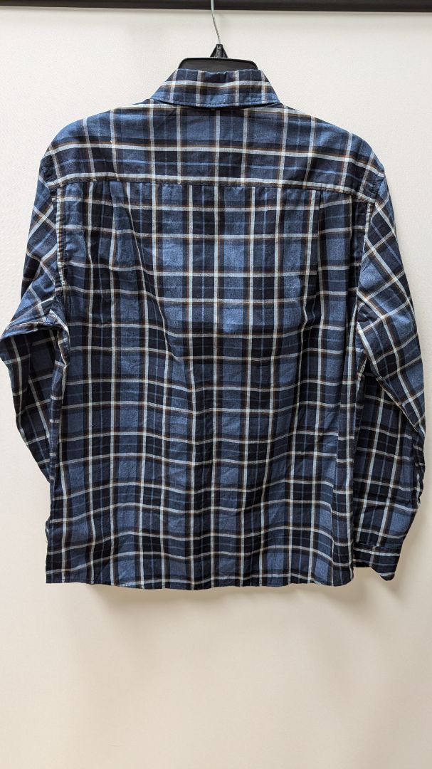 Sonoma Navy/Brown Plaid Button Up Shirt