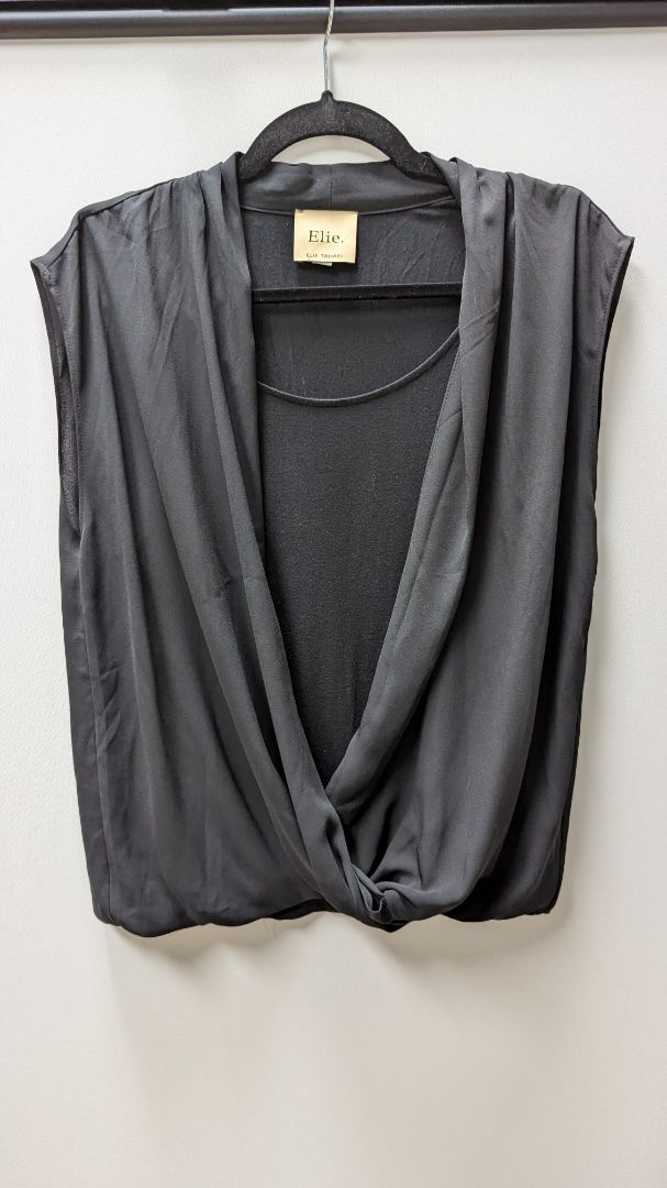 Elie. Black Sleeveless Layered Blouse