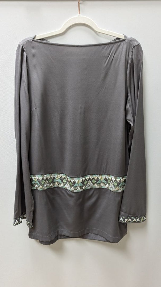 GUESS by Marciano Grey Beaded Tunic Blouse