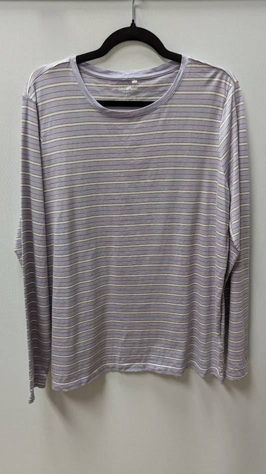 Lands' End Lavender/White Striped Long Sleeve Tee