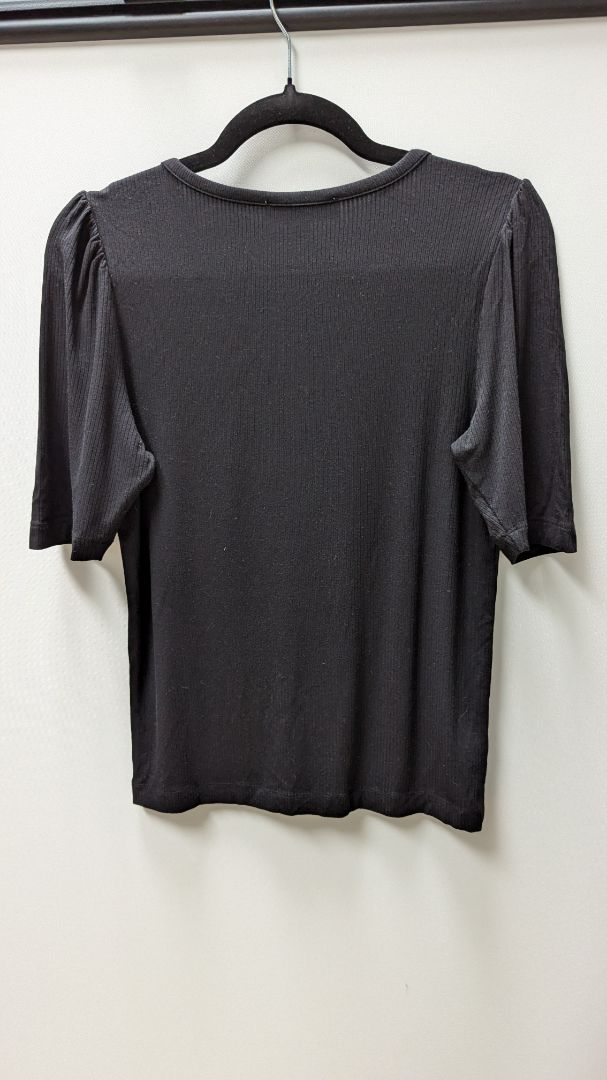 LOFT Black Short Sleeve Henley Tee