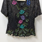 Stenay Black Multicolored Flower Beaded Blouse