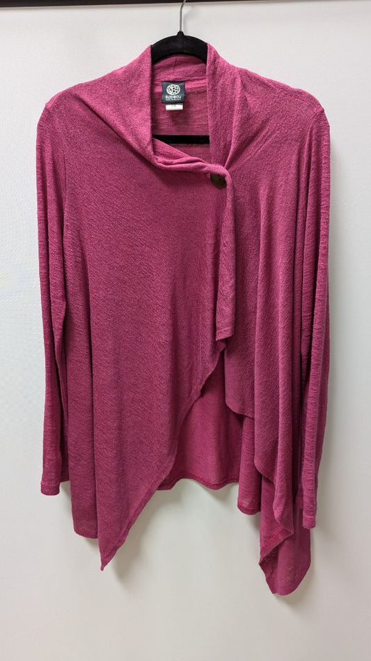 Bobeau Dark Pink Button Wrap Cardigan