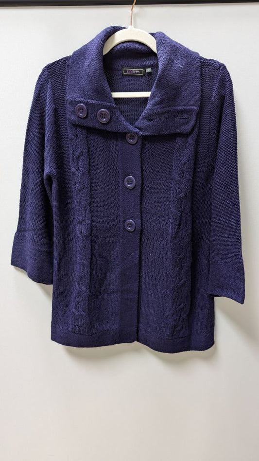 Creazioni Effeci Purple Knit Button Up Cardigan