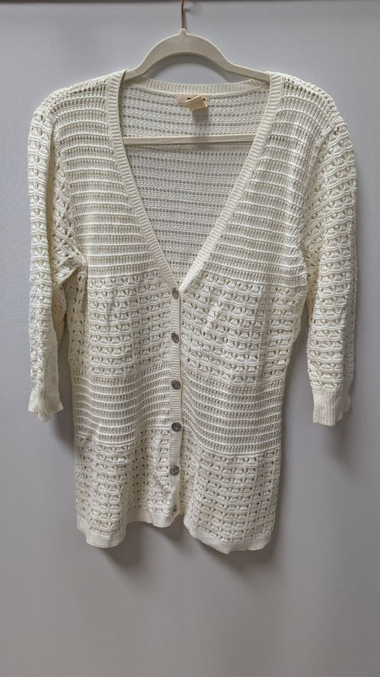 DKNY Jeans Ivory Open Knit Cardigan