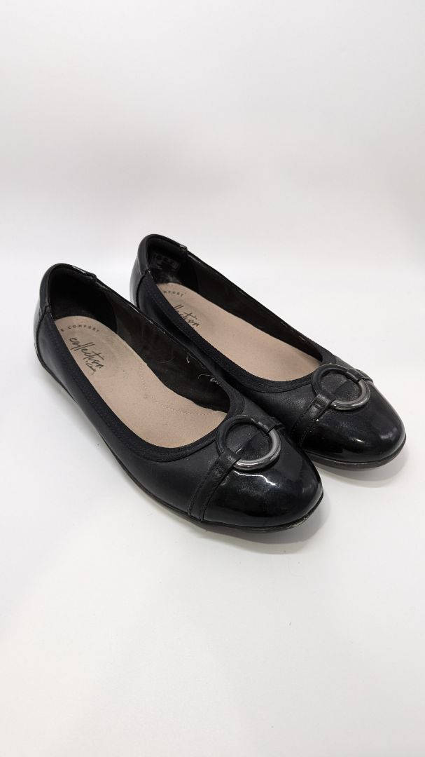 Collection by Clarks Black Faux Leather Flats