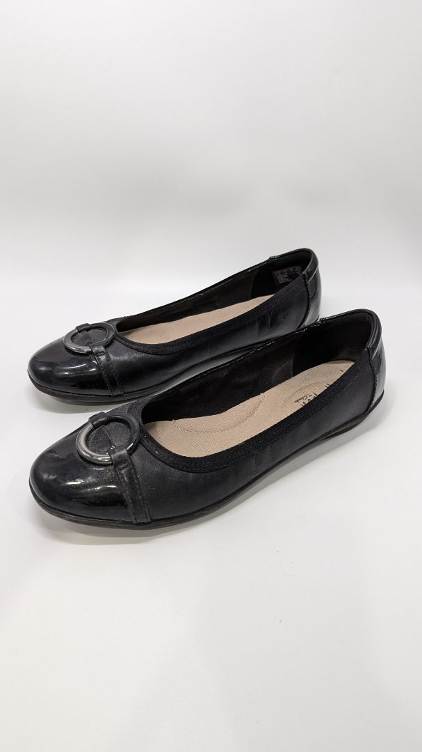 Collection by Clarks Black Faux Leather Flats