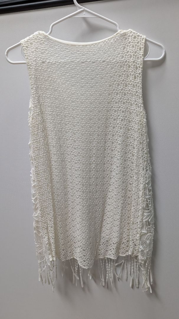 White Lace Fringed Tank