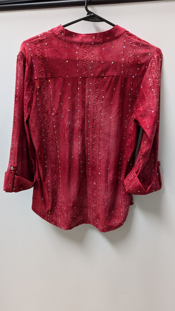 Ava & Grace Red Sequined Blouse