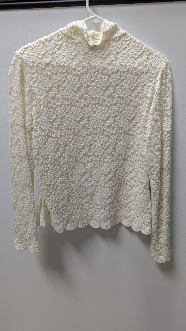 Coldwater Creek White Lace Turtleneck Blouse