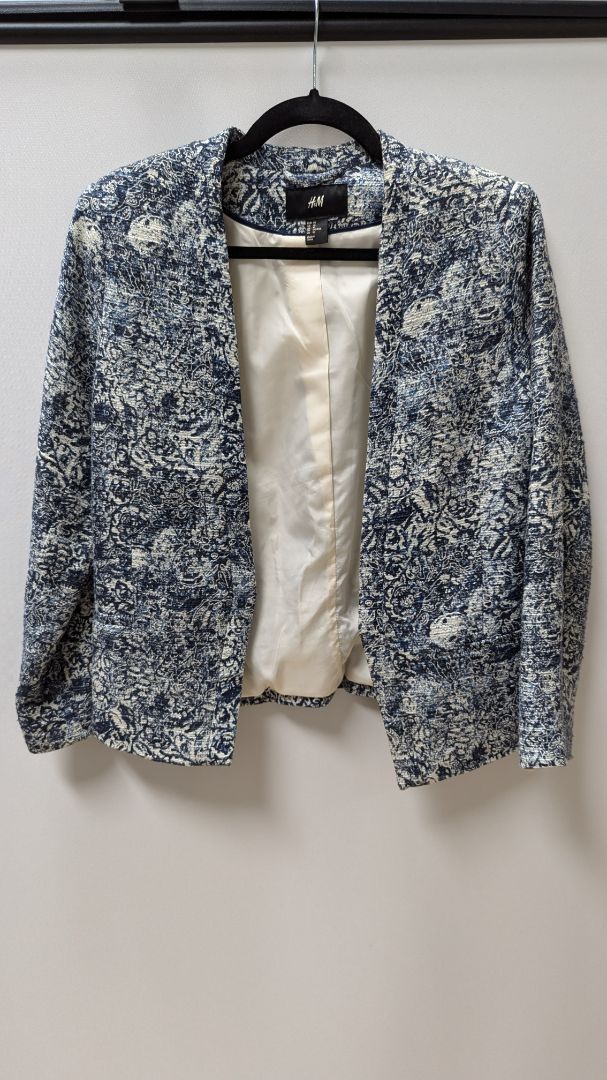 H&M Navy/White Patterned Knit Blazer