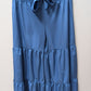 Blue Elastic Waist Ruffled Wide Leg Pants