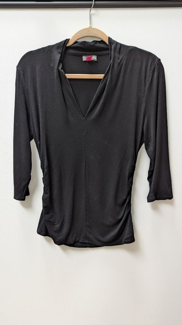 Vince Camuto Black 3/4 Sleeve Ruched Blouse