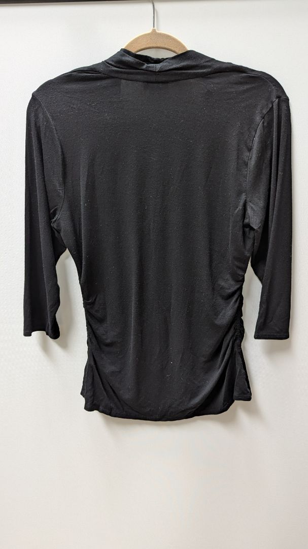 Vince Camuto Black 3/4 Sleeve Ruched Blouse