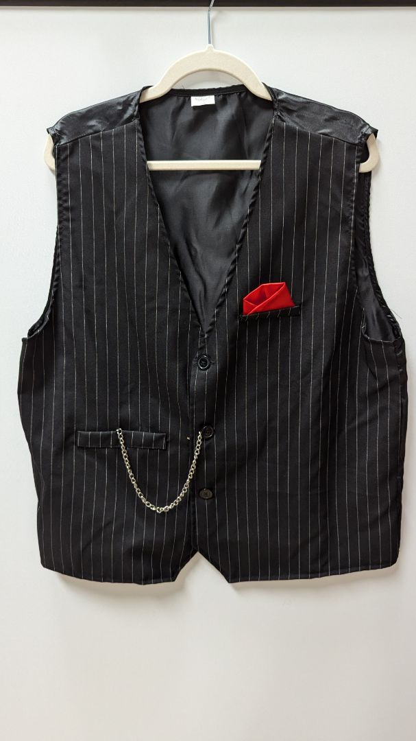 Spirit Halloween Black/White Striped Costume Vest