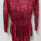 Oleg Cassini Red Vintage Sequin Peplum Dress