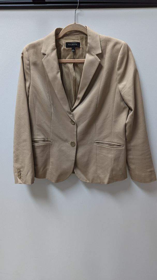 Talbots Tan Long Sleeve 2 Button Blazer