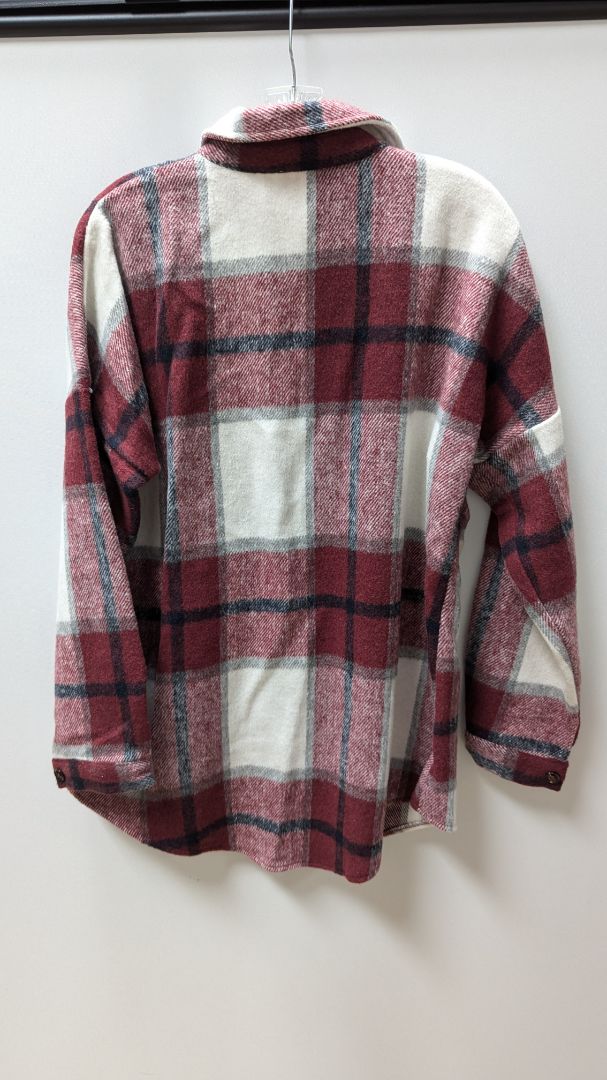 Pink Lily Red/White Plaid Flannel Shacket