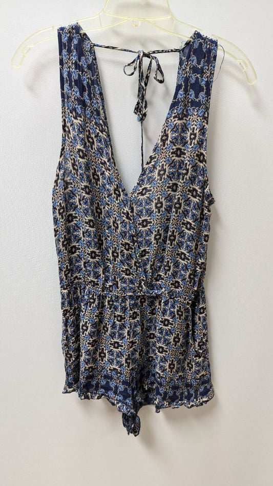 pookie & sebastian Navy Patterned Romper