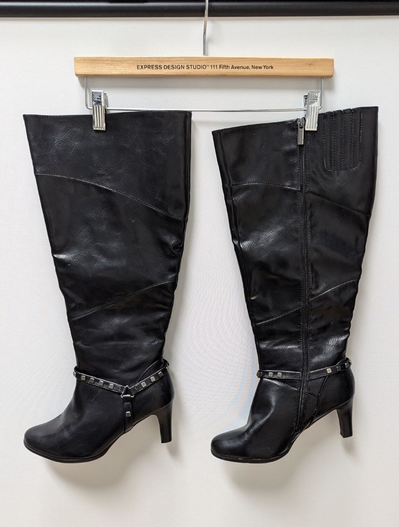 Cloudwalkers Davina Black Knee High Studded Boots