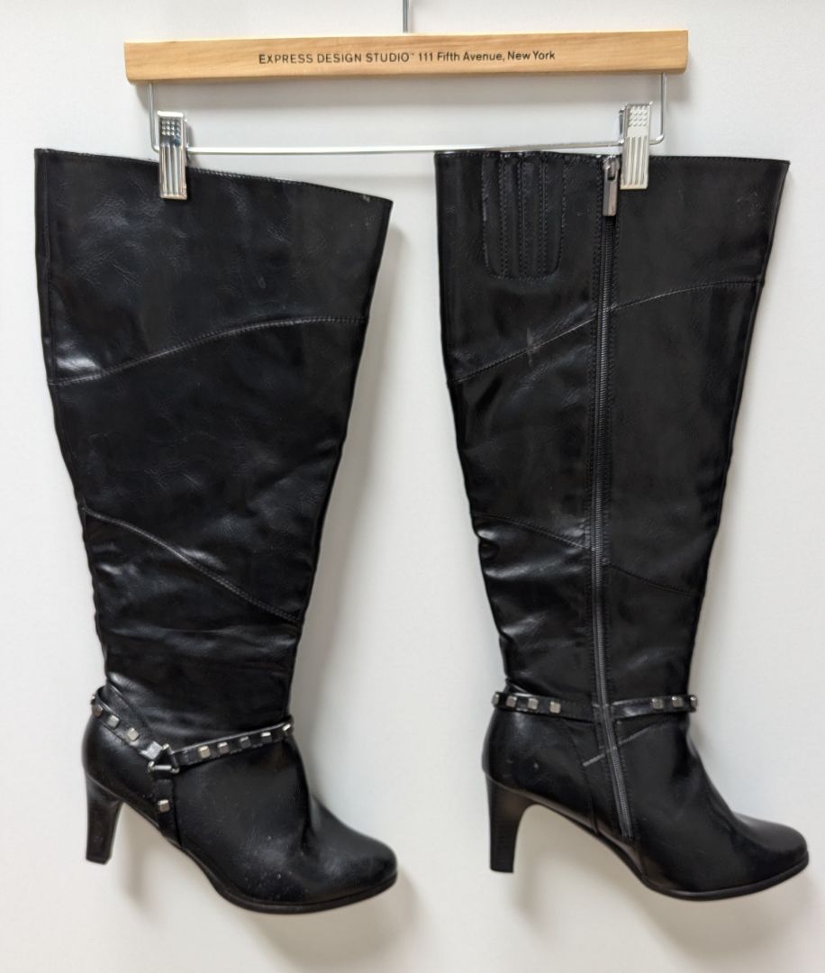 Cloudwalkers Davina Black Knee High Studded Boots