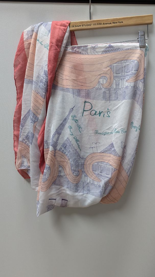 Paris Sights White/Pink "Paris" Map Graphic Scarf