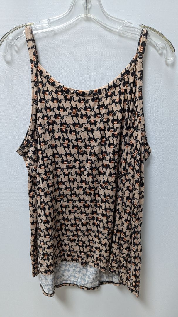 avenue Beige/Orange Elephant Graphic Tank