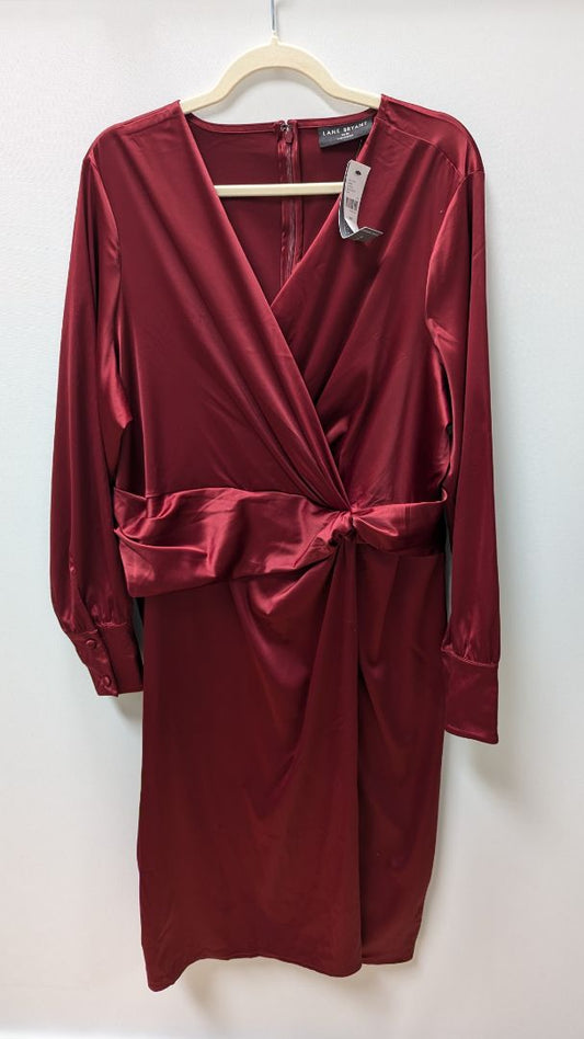 Lane Bryant Red Satin Midi Dress