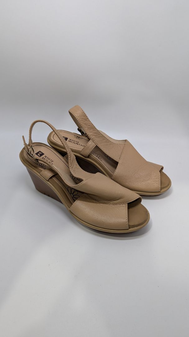 White Mountain Tan Leather Wedges