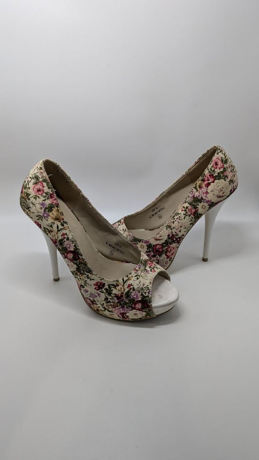 Modesta Ivory Floral Platform Heels