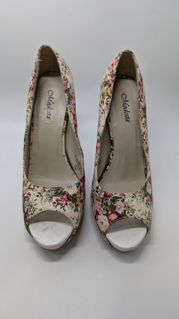 Modesta Ivory Floral Platform Heels