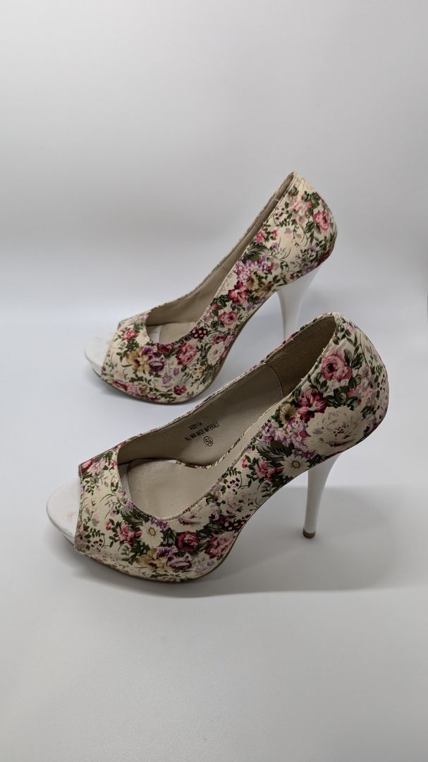 Modesta Ivory Floral Platform Heels