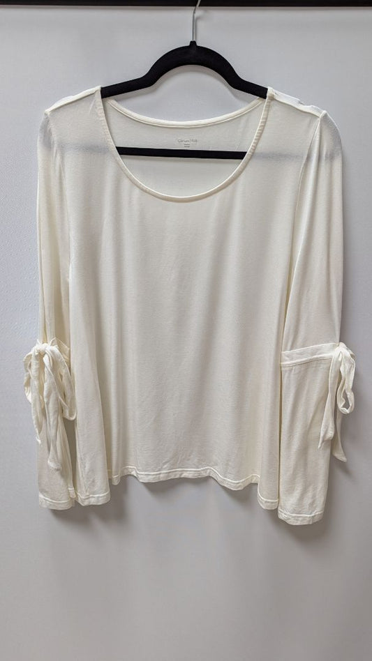 Garnet Hill Ivory Tie-Bell Sleeve Blouse