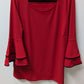 Boston Proper Red/Black Bell Sleeve Blouse