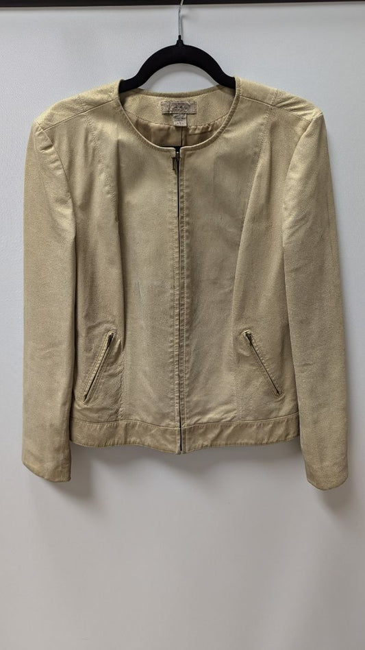 i.e. Light Tan Leather Suede Zip Up Jacket