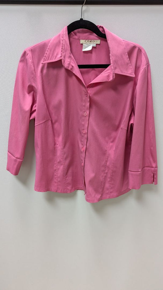 COMO Pink Long Sleeve Button Up Blouse