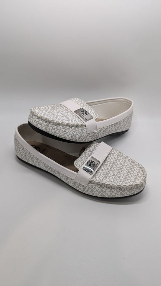 daisy fuentes White Monogram Loafers