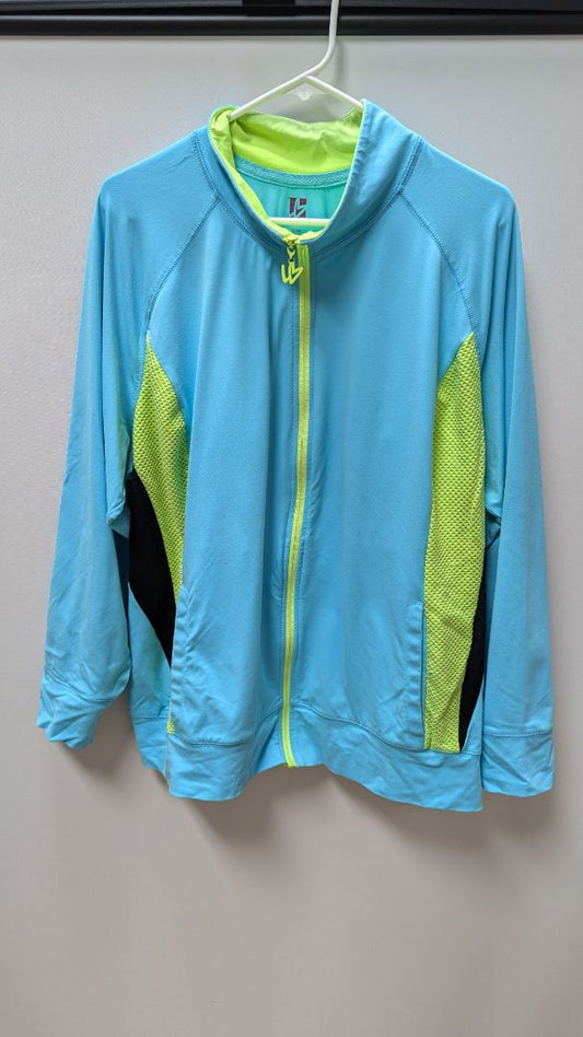 Light Blue/Lime Green Zip Up Active Jacket